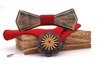 Pajarita de madera con pañuelo y broche Gaira 709222
