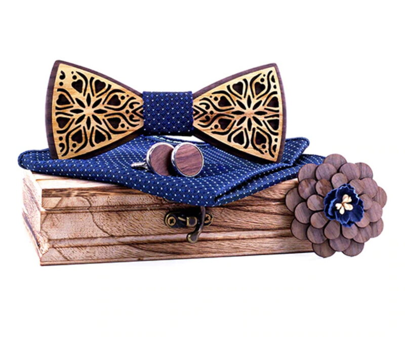Pajarita de madera con pañuelo y gemelos Gaira 709213 Pajarita de madera con pañuelo y gemelos Gaira 709213