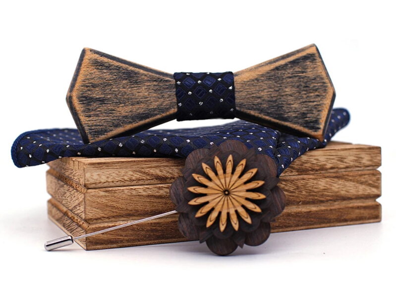 Pajarita de madera con pañuelo y broche Gaira 709220 Pajarita de madera con pañuelo y broche Gaira 709220